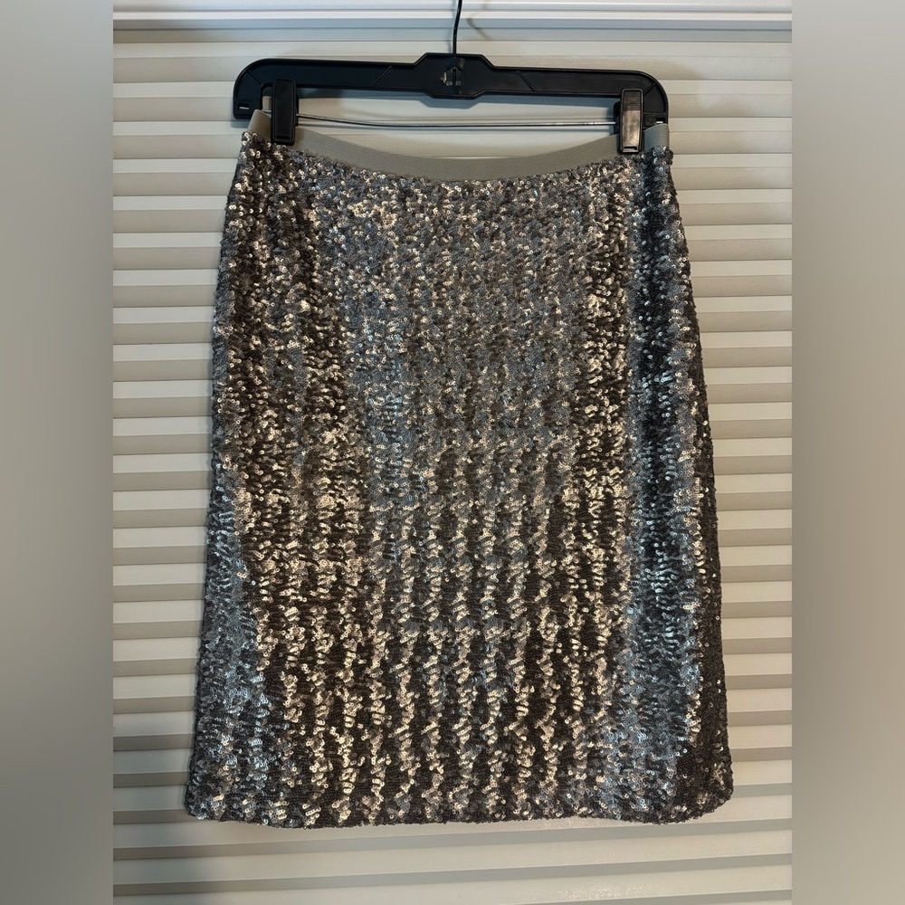 J. Jill Silver Sequin Pencil Skirt NWT